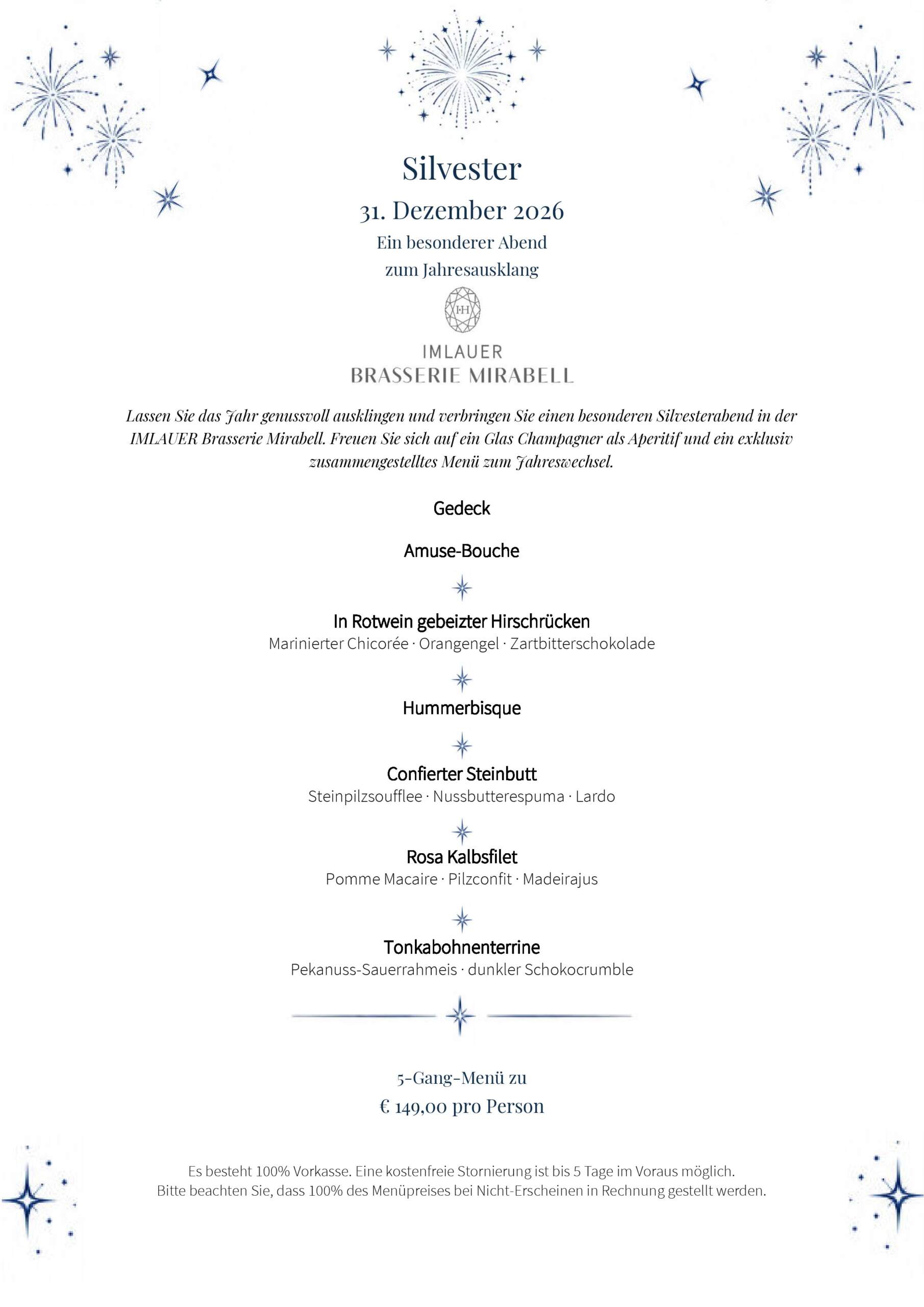 Bild: Silvestermenü IMLAUER Brasserie Mirabell