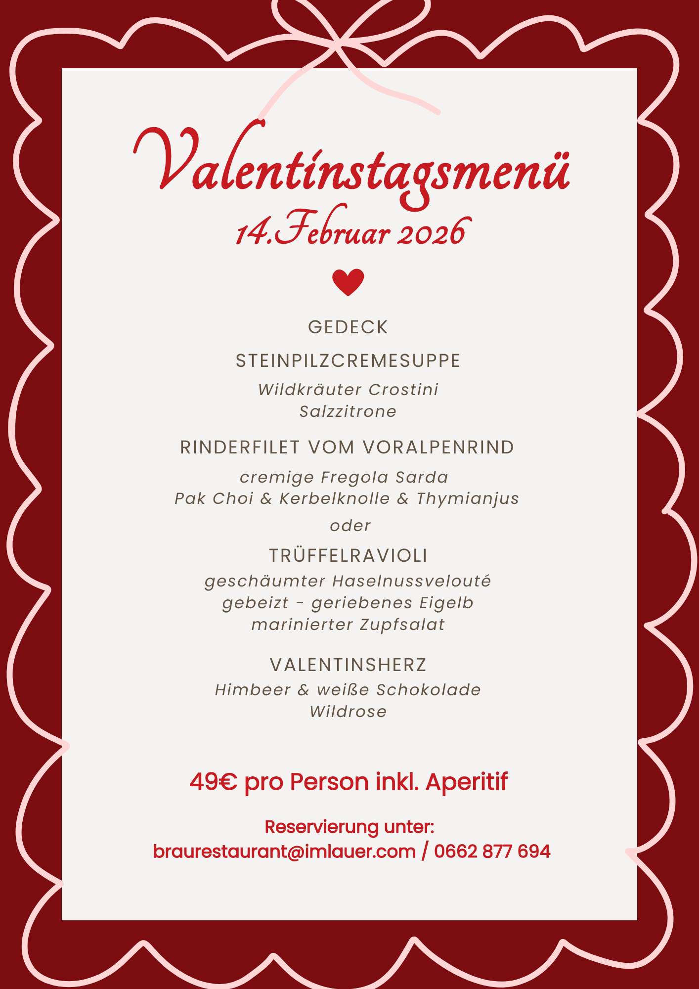 Picture: Valentine's Day menu