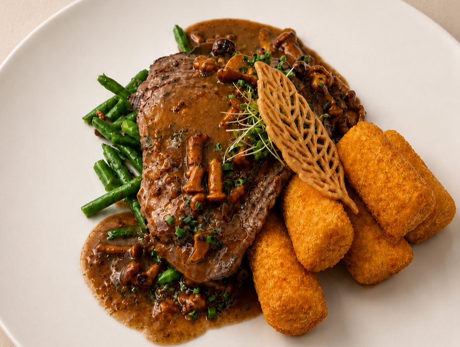 Photo: Roast beef with croquettes