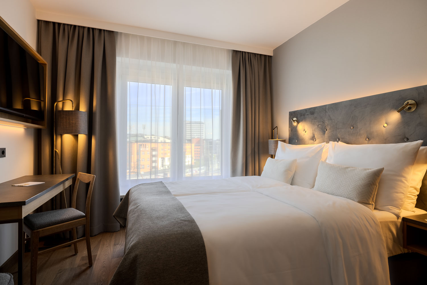 Kleines Doppelzimmer im Hotel IMLAUER & Bräu Salzburg.